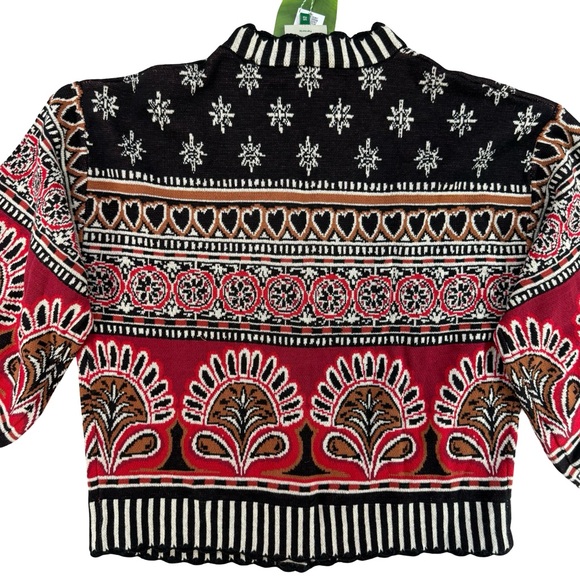 Farm Rio Black Ainika Love Coconut Groove Knit Cardigan black Red XS - Picture 7 of 9